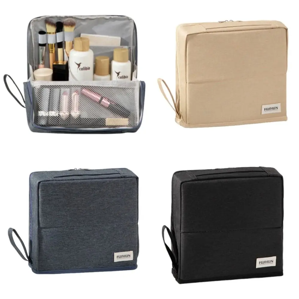 Large Capacity Vertical Makeup Bag Portable Wear-resistant Skincare Storage Bag Standable Multifunctional Student Stationery Bag