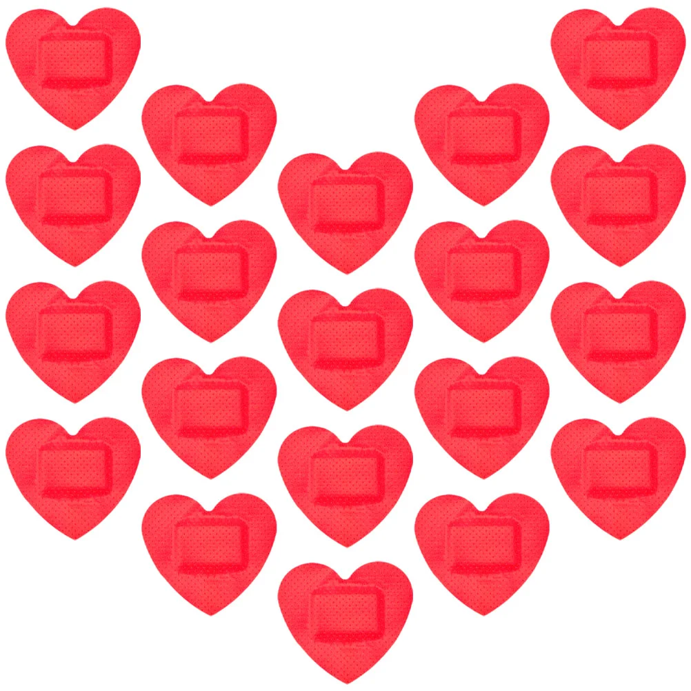60 Pcs Nail Stickers Heart Wound Protection Patches Adhesive Hemostatic Portable Bandages Red Breathable Care