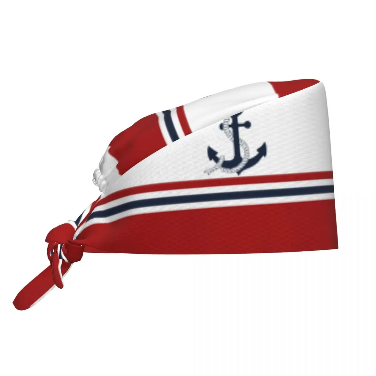 Gorros de exfoliación náutica geométrica nórdica, timón de ancla, rayas azul marino, gorro quirúrgico para cirujano de laboratorio, gorros de trabajo de enfermería para el cuidado de mascotas