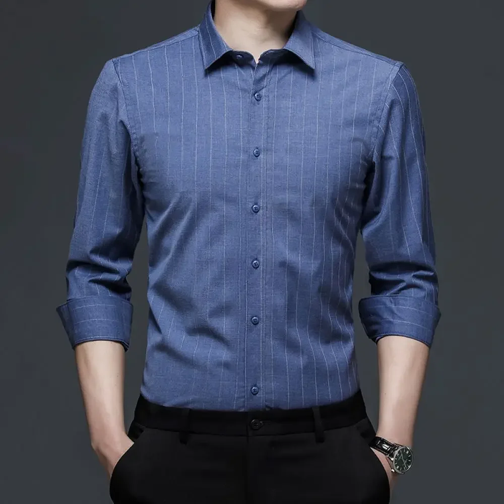 Non-Ironing Wrinkle Resistant Shirt Solid Color Temperament Versatile Top Business Casual Long Sleeved Shirt W5860