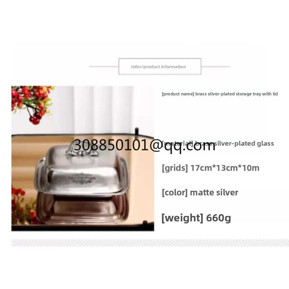 Handmade retro silver storage tray Dim sum tray brass silver plated European simple silver decoration