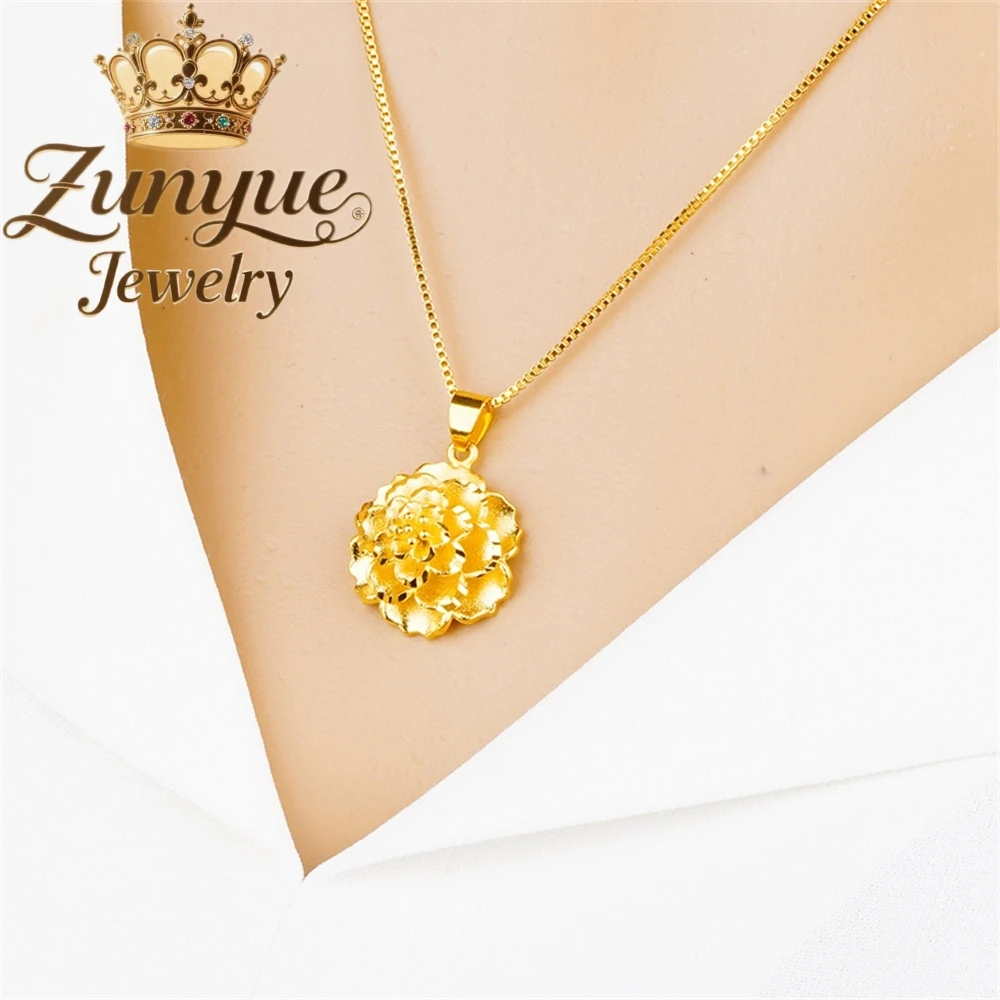 High-End Sand Gold Multi-Layer Rose Pendant Luxury Quality Jewelry Exquisite Fashion Jewelry Elegant Popular Handicraft Charms