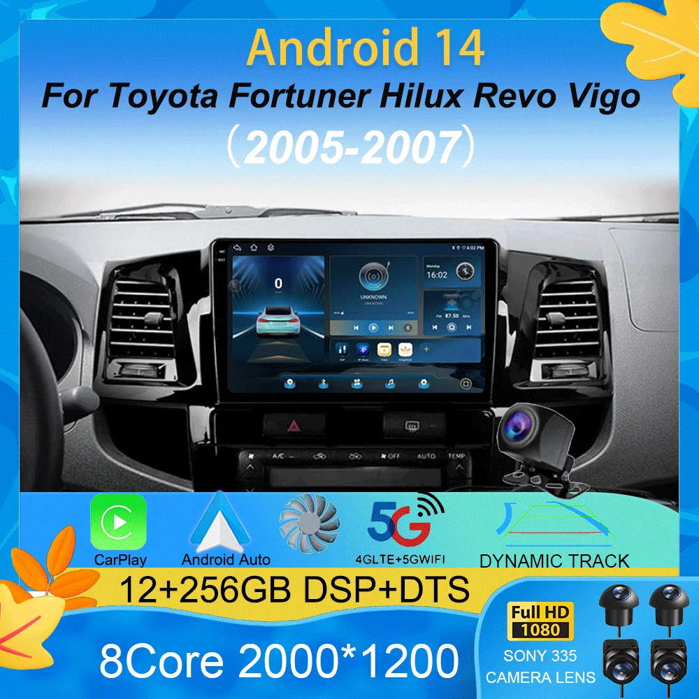 

Android 15 Carplay Multimedia Car Radio Player For Toyota Fortuner Hilux Revo Vigo 2005-2007 Autoradio Stereo 2din Head Unit