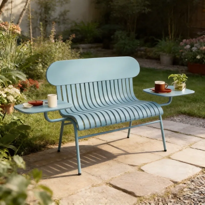 Outdoor Double Chair, Tea Tea Coffee Shop Garden Garden Park Long Commercial Street Chair, Table and Chair Kit with Armrests