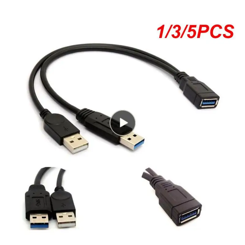 1/3/5PCS 30cm USB 3.0 to USB 3.0 2.0 USB Female to Dual USB Male Extra Power Data Y One Point Two Extension Cable Computer