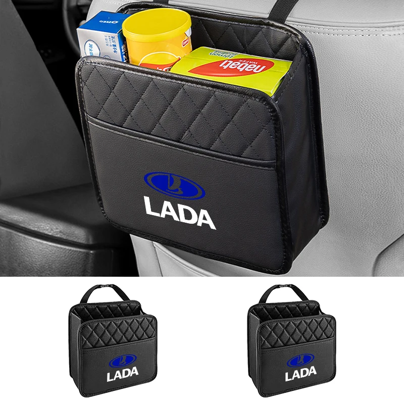 Car Seat Back Organizer Storage Bag Leather Pocket Tissue Cup Holder For Lada Vesta Niva Samara Kalina Largus Priora Xray Granta