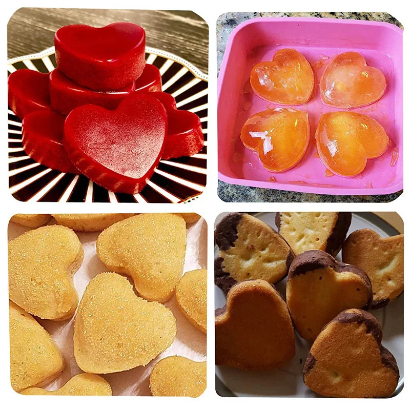 6 Holes Heart Shaped Silicone Mold Chocolate Cake Jelly Pudding Handmade Soap Moulds For Candy Making Art Craft Mould Ice Cube