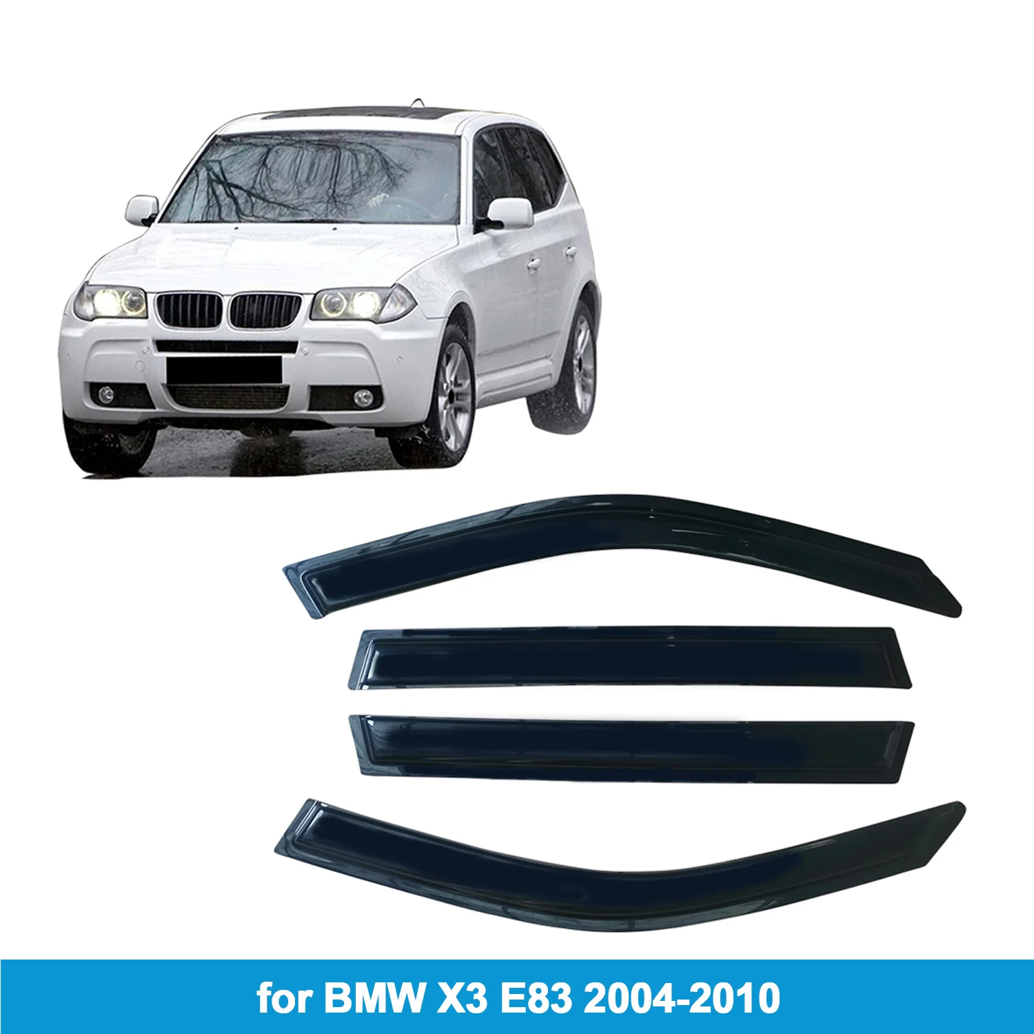 

Для BMW X3 E83 2004-2010 автомобильный козырек для бокового окна, козырек для двери, защита от ветра и дождя, аксессуары, лента для наружного крепления