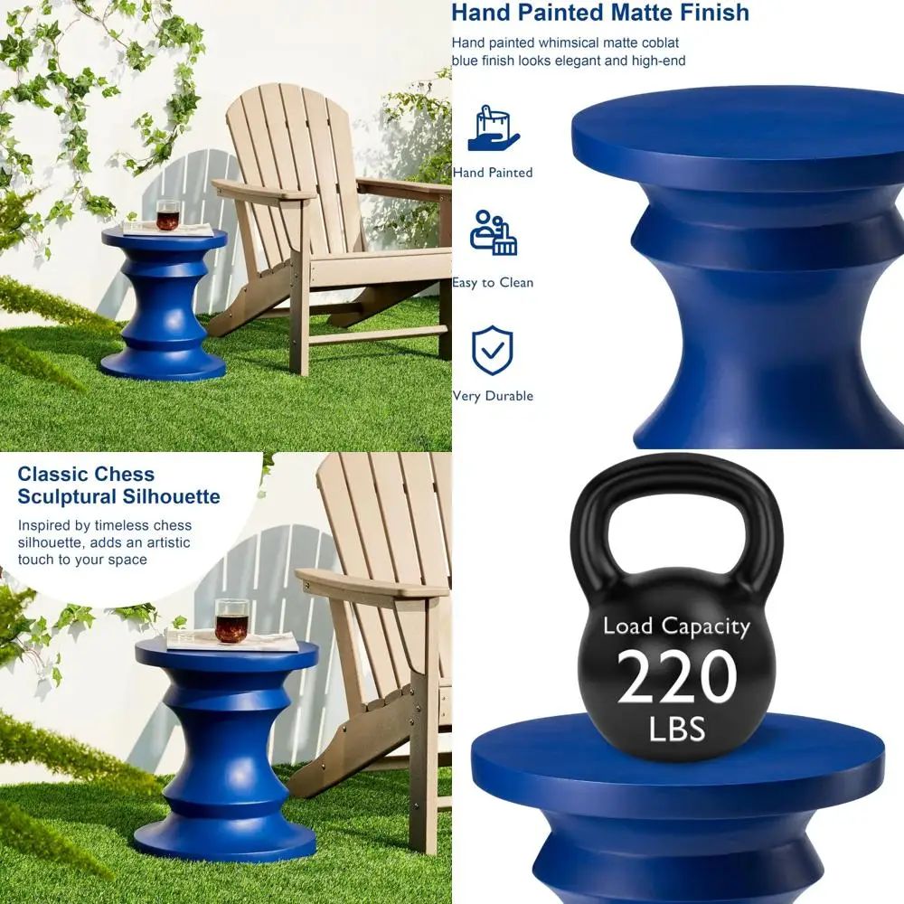 

Decorative Garden Stool, 18.25 Tall Black Chess Pedestal Accent Table, Outdoor Patio Plant Stand, Antique Style Side Table for L