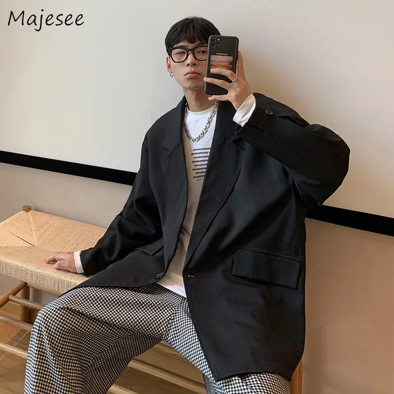 

Blazers Men Casual Retro Handsome Gentle Ulzzang Baggy Teens All-match Clothing Fashion Personal British Hipsters Stylish Kpop