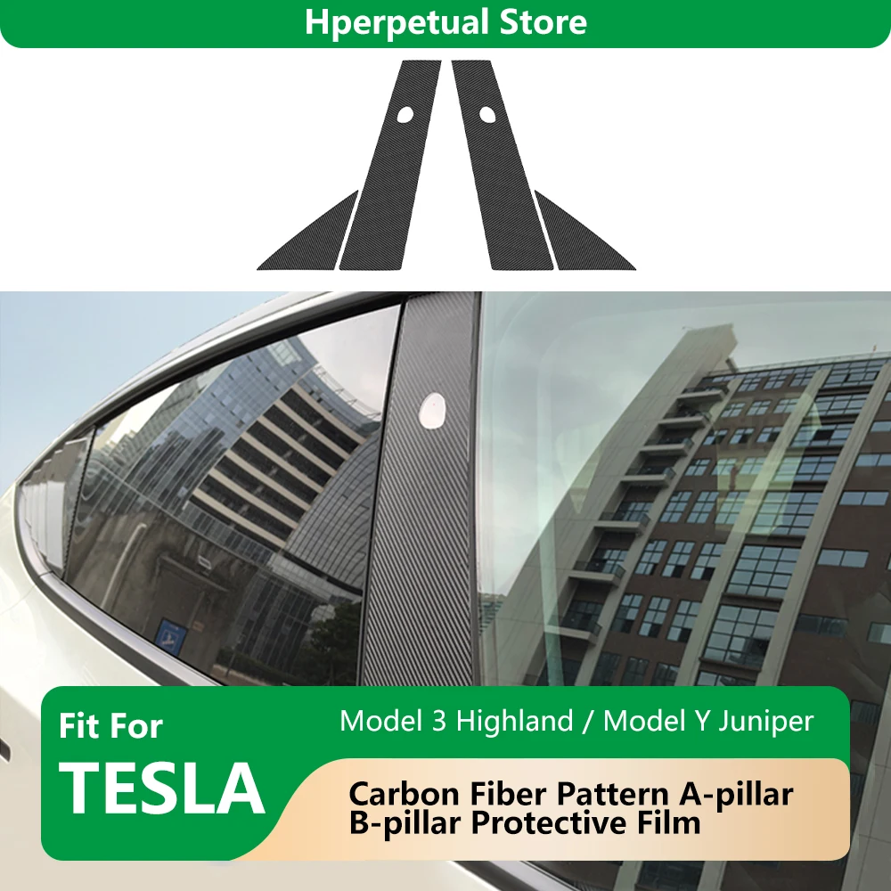 

Carbon Fiber Sticker A-Pillar B-pillar Protect Film For Tesla Model 3 Highland 2024-2026 Model Y Juniper 2025-2026 Modification