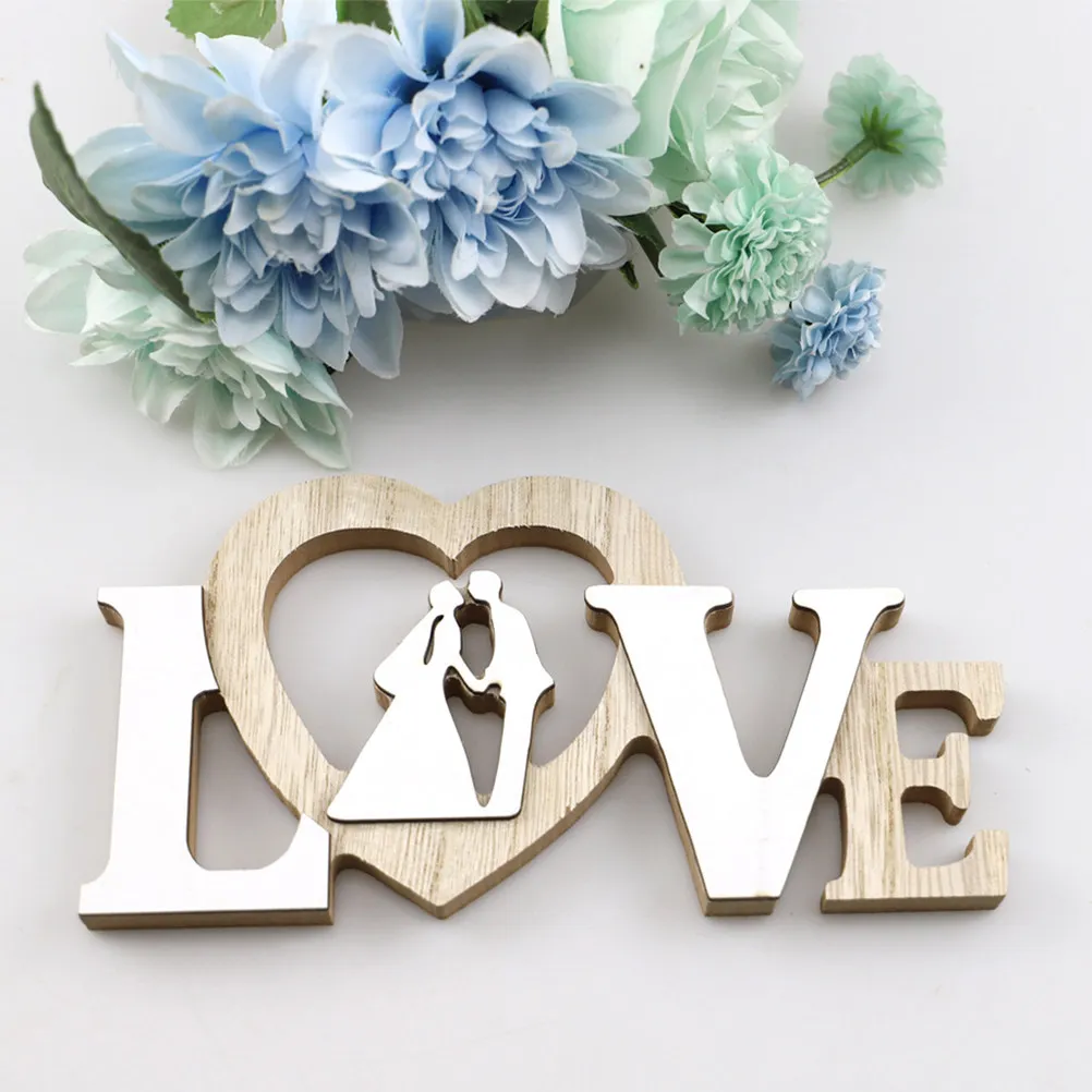 Love Wooden Letter Decoration Wedding Party Centerpiece Valentine's Day Wedding Photo Prop Wooden Crafts Decor Home Garden