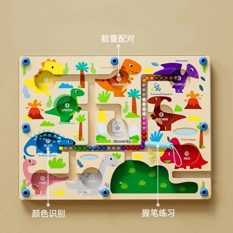 TOPMAYA Dziecięca Zabawka Edukacyjna Magnetyczny Długopis Tablica do Liczenia Rozpoznawanie Kolorów Lody Dinozaur Zabawka Drewniana