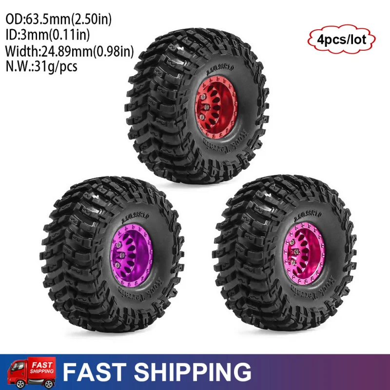 

Комплект из 4 металлических колесных дисков с шинами 1.0 дюйма для радиоуправляемых краулеров 1/18 Traxxas TRX4M, SCX24, FMS Ascent-18, Axial AX24, FCX24 – запчасти для тюнинга