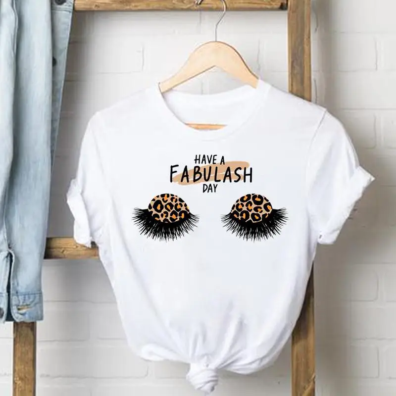 Tee Shirt Lady Love Heart Eye Lashes Clothes Female T Women Top Short Sleeve Casual Fashion Tshirt Summer Graphic T-shirts