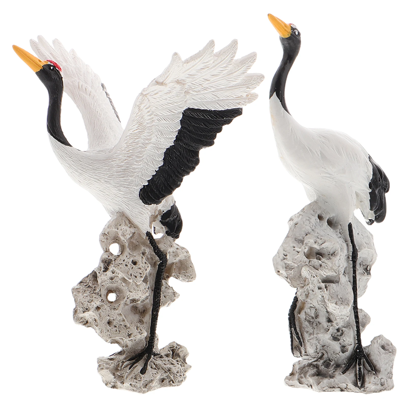 

2pcs Realistic Crane Statues Lifelike Bird Garden Decor Resin Sculptures Home Mini Landscape Ornament Outdoor Bird Sculptures