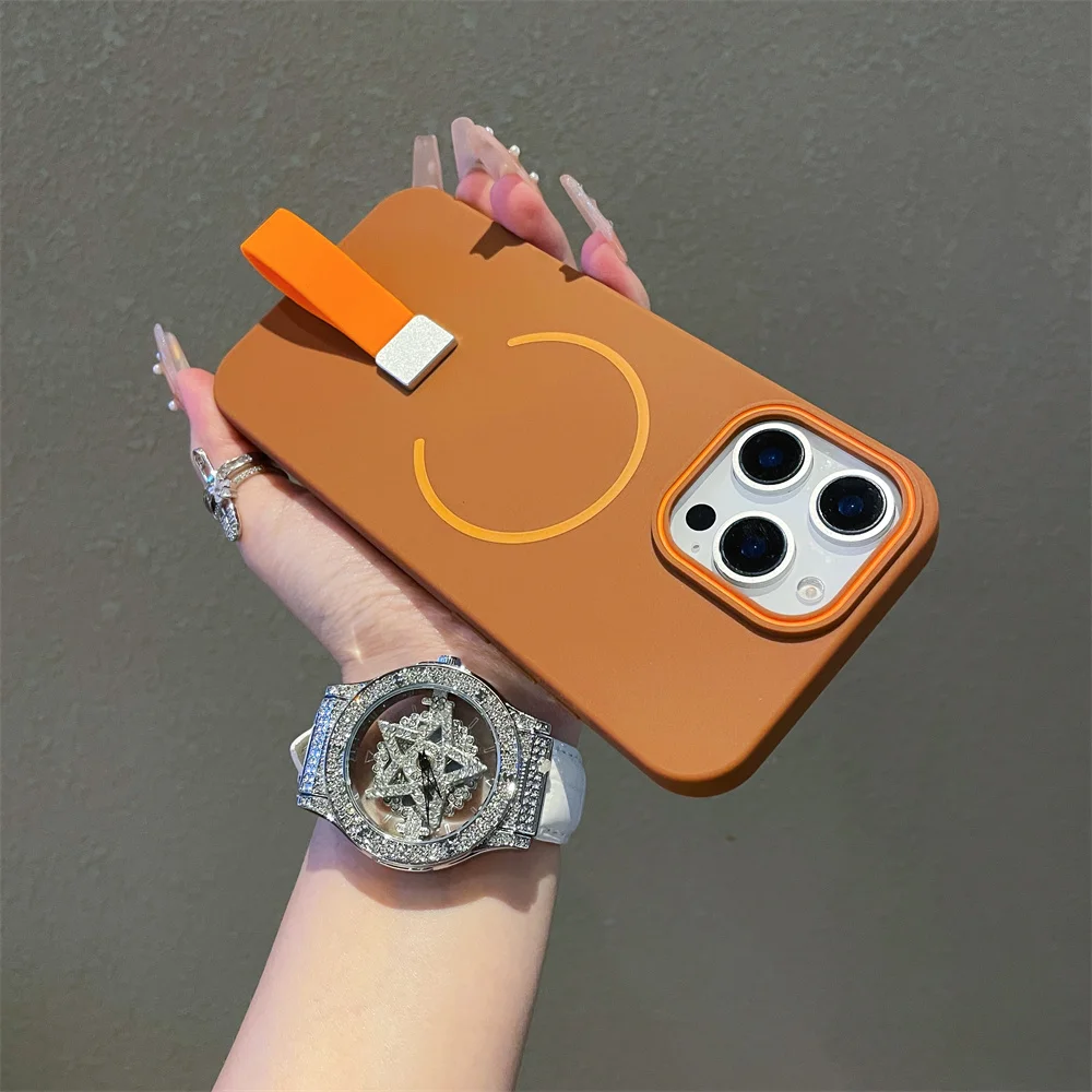 마그세이프 마그네틱 폰 그립 실리콘 핑거 스트랩 케이스 아이폰 17 에어 16 프로 맥스 15 14 플러스 13 12 11 소프트 커버