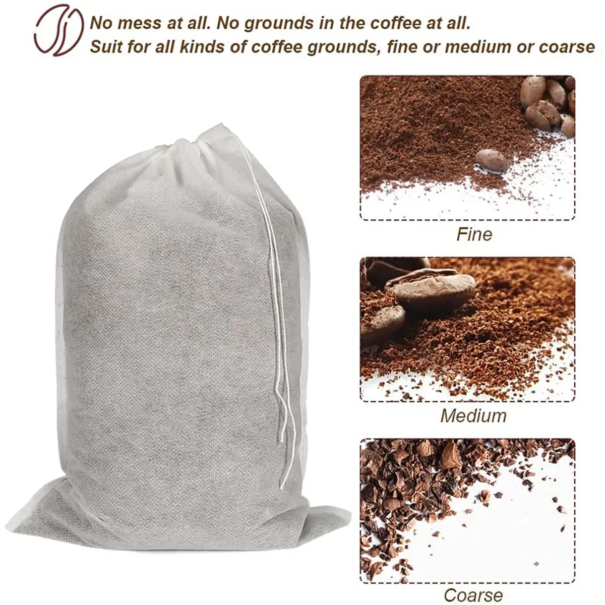 Bolsa grande desechable sin burbujas para filtro de café, bolsa grande de malla fina con cordón, para elaboración de lúpulo y café helado, 100 unidades