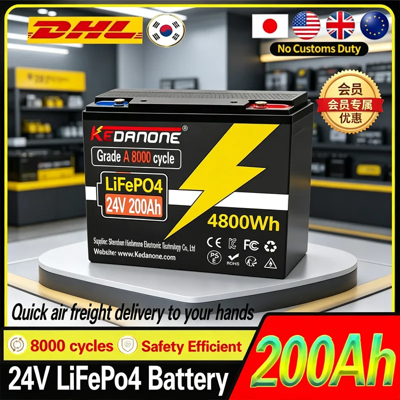 

24V 180AH LiFePO4 32700 Battery Built-in 120A BMS RV Rechargeable Lithium Iron Phosphate, Solar Marine Overland Off-Grid Battery