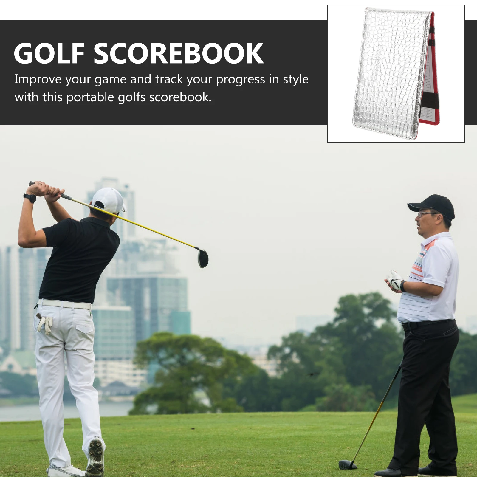 

Portable Golf Scorebook Lightweight Golfs Scorecards Holder Compact Size Outdoor Use Silver Color Easy To Carry