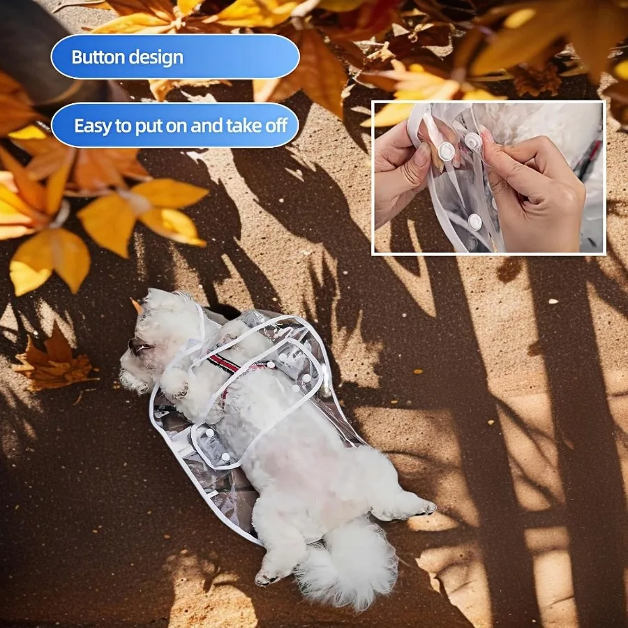 واضح الكلب معطف واقي من المطر للكلاب المتوسطة الصغيرة معطف واق من المطر مقاوم للماء الثقيلة مع ثقب المقود المخفية وقابل للتعديل يستقر الحيوانات الأليفة مقنعين الرأس #6