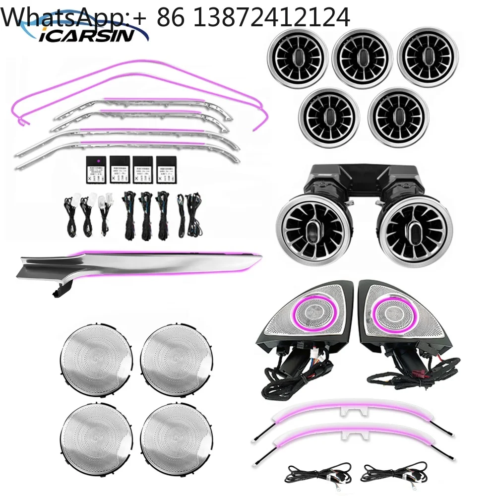 

W205 64 Colors Ambient Lighting Upgrade Kit for Mercedes-Benz C-Class C300 C43 C63 GLC X253 Interior LED Light Accessories Trim
