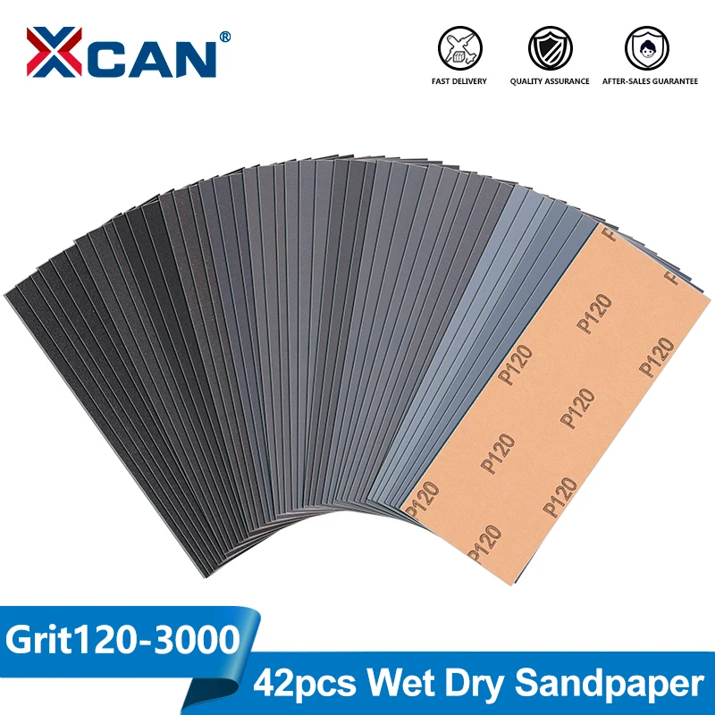 

XCAN 42pcs Wet/Dry Sandpaper Set 120-3000 Grit Abrasive Sheet 230x93cm Sanding Papers For Wood Metal Polishing