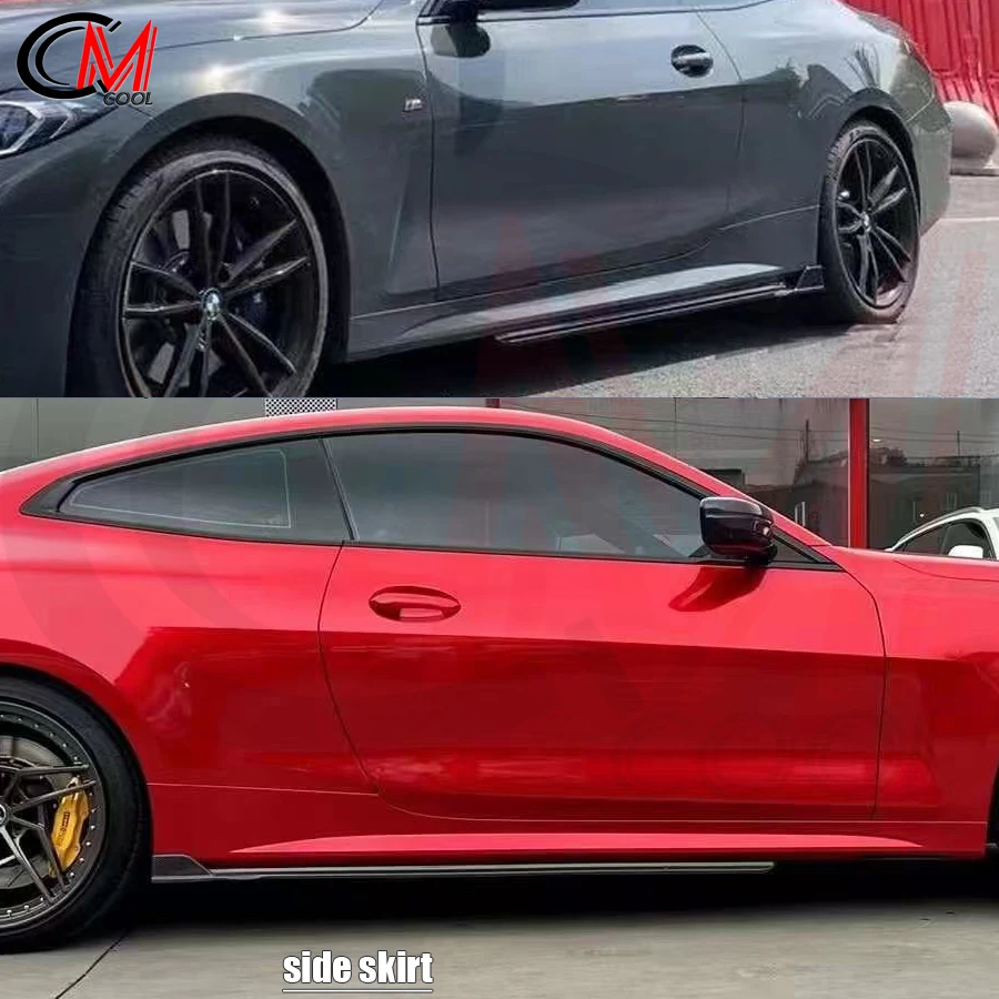 For BMW 4 Series G22 G23 2021-2026 Gloss black body skirt trim strips ABS side skirt body upgrade