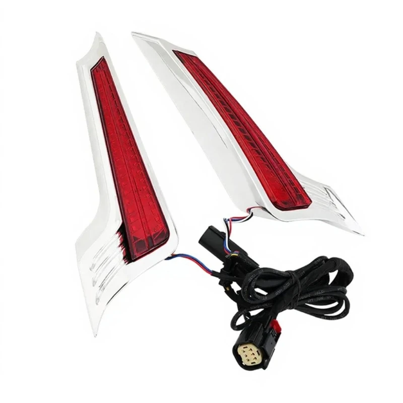 Y1UB Direct Harness Motorcycle Rear Light Pair with Running Brake Function and Red Lens Reflective-Look Housing for Bagger