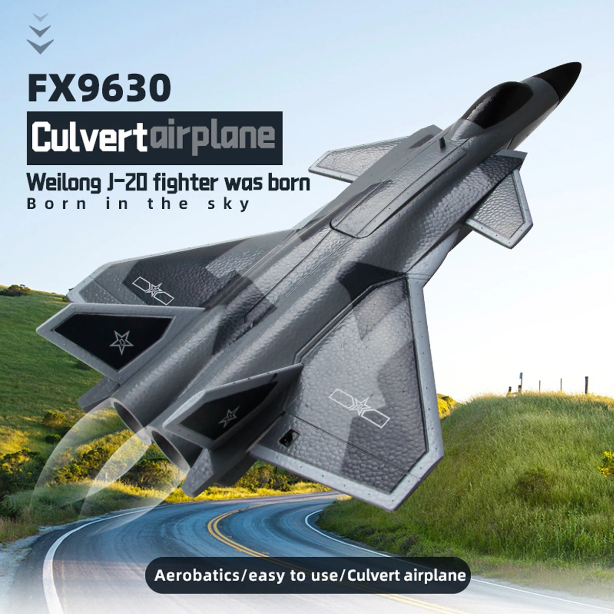 FX9630 J20 RC Plane Gyroscope Power Fighter Remote Control Airplane Anti-collision Soft Rubber Head Glider with Culvert Design view 4