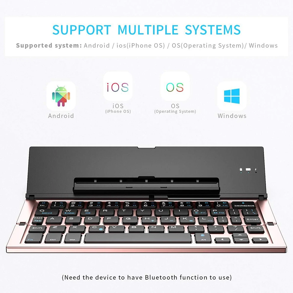 Folding Bluetooth Keyboard Portable Travel Foldable Keyboard for iPhone Xs max/iPad/iPad Mini 4, Samsung Android Tablet