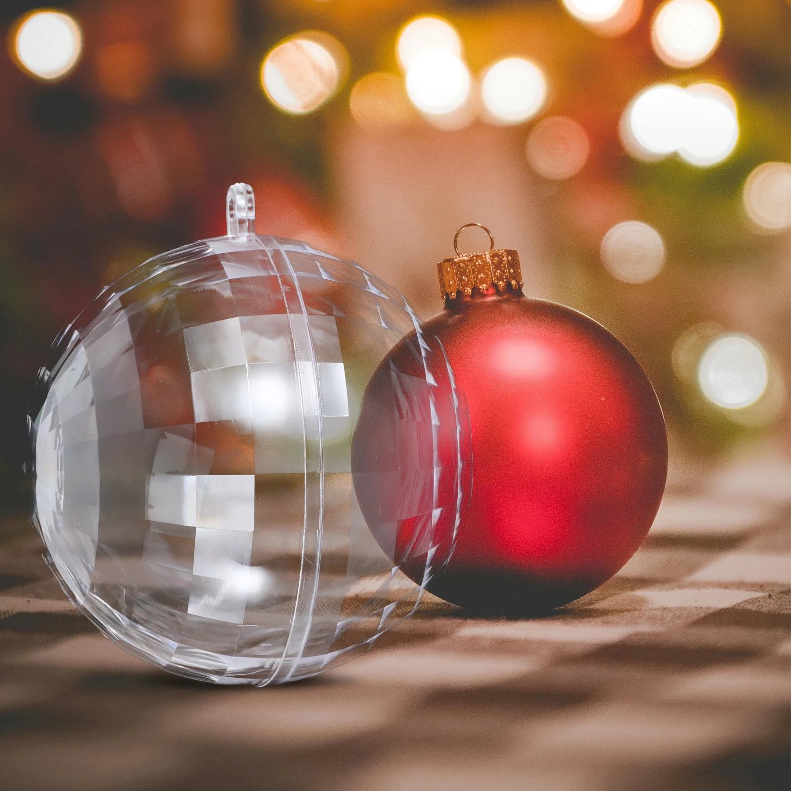 

5Pcs 8cm Transparent Christmas Ball Ornaments Reflective Faceted Surface Hanging Decor for Festive Occasions Clear Ball Ornament