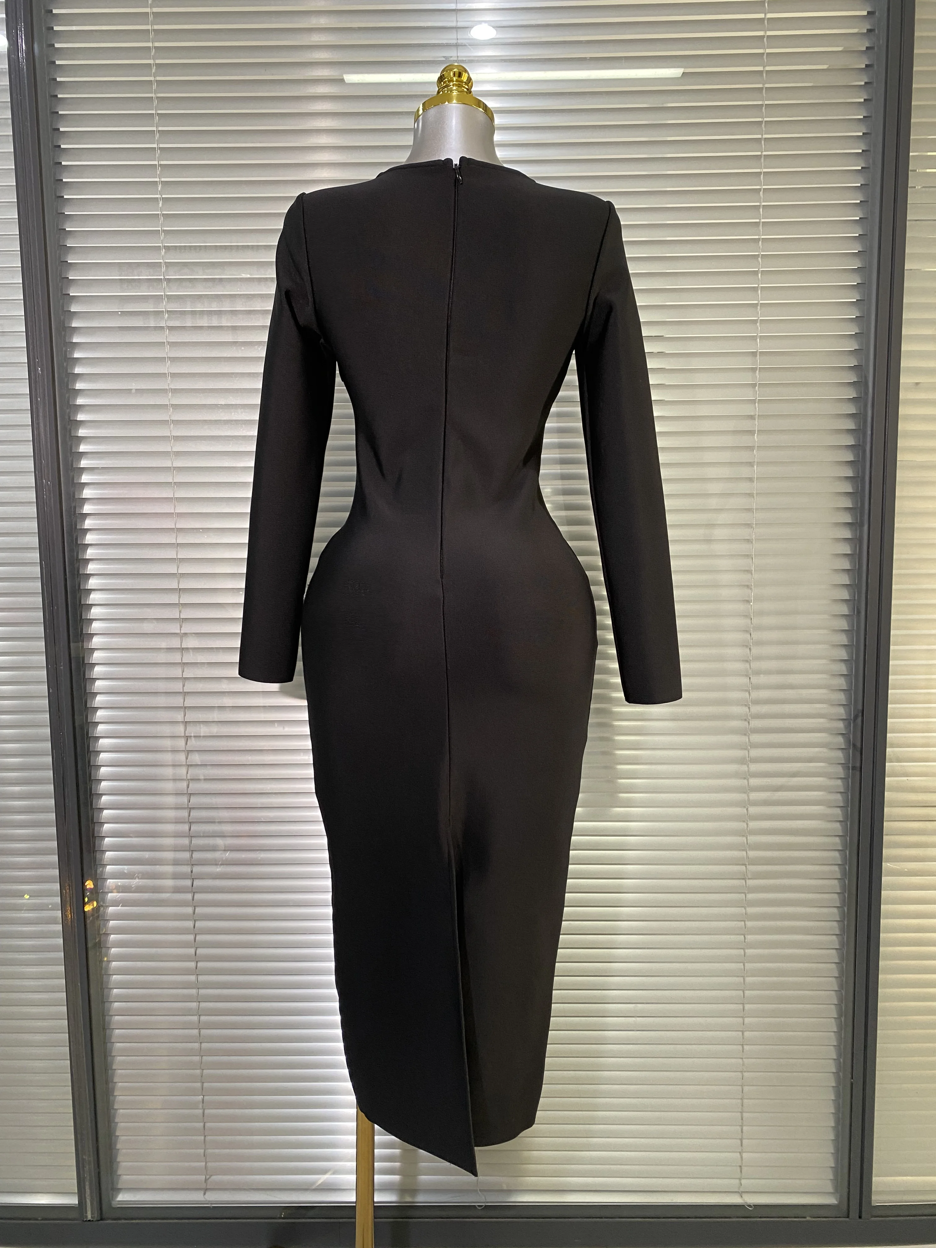 Luksusowa, błyszcząca sukienka maxi z długim rękawem, zdobiona diamentami, seksowna, patchworkowa, bandażowa, w stylu gwiazd, idealna na urodziny, imprezę, studniówkę, vestido.