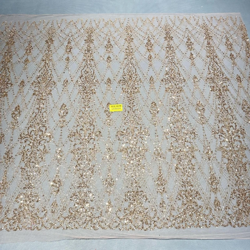 

10 ярдов ткани цвета шампанского с золотым африканским блеском, вышитая сетчатая ткань с клееными блестками и пайетками, золотой тюль для свадеб и вечеринок