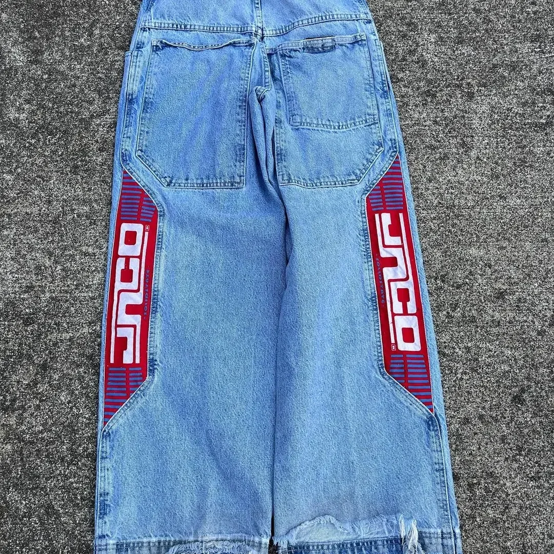 

Y2k New Retro Street Clothing Harajuku Hip Hop American Baggy Jeans Gothic Punk Fashion Men's and Women's Wide Leg Pants