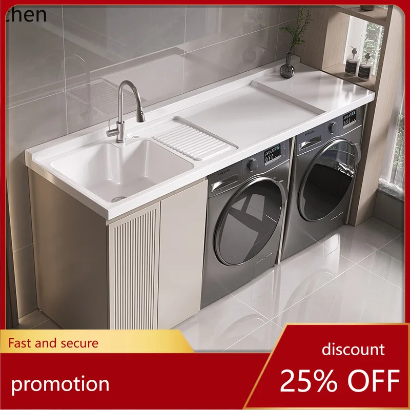 

CZ Balcony Drum Washing Machine Integrated Cabinet Companion Set Simple Laundry Table Sink with Washboard