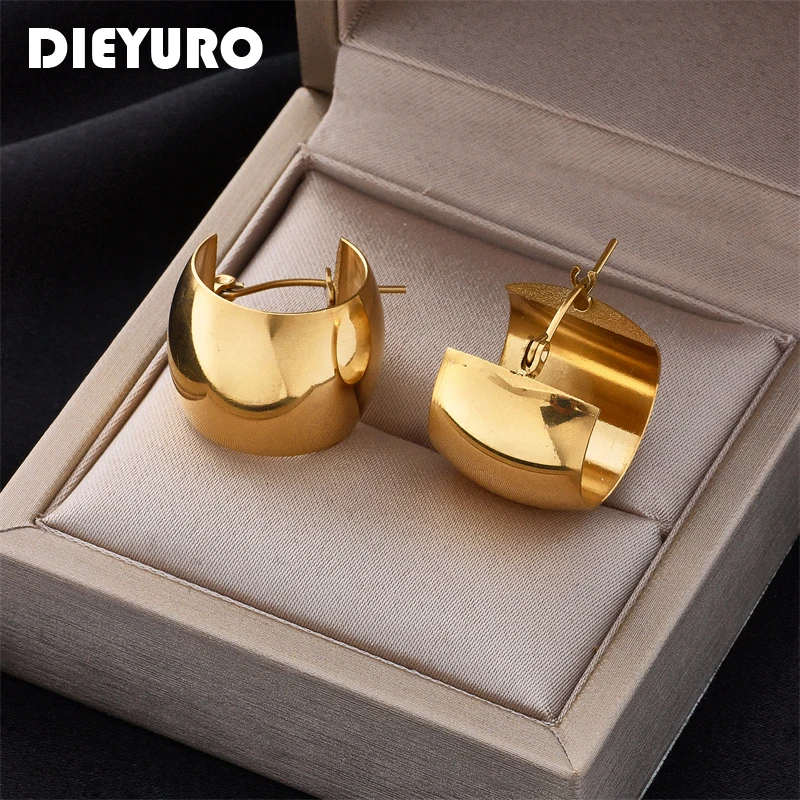 Dieyuro 316l Edelstahl Gold Farbe Hohlkugel Creolen für Frauen 2022 neue Mode hochwertige Designer Mädchen Schmuck