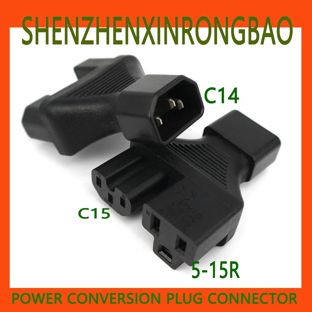 IEC320 C14 to Double IEC320 C13/C15/Nema 5-15R AC Power Adapter 3 Terminals split Socket Adapter Male to Female Power Adaptor