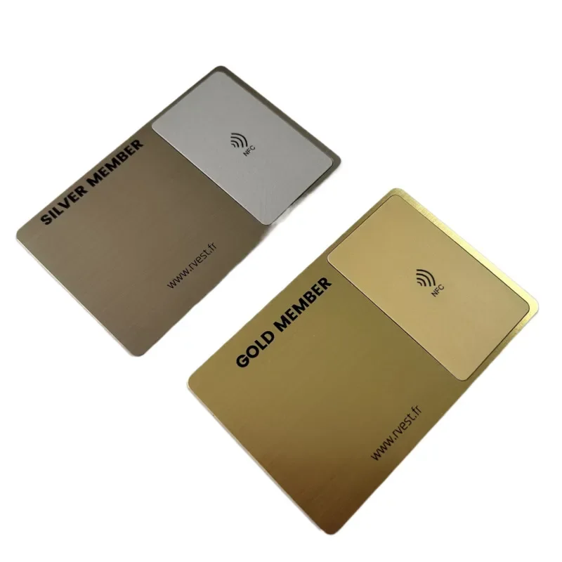 

Матовая золотая/серебряная металлическая визитная карточка NFC из нержавеющей стали для системы членов клубов