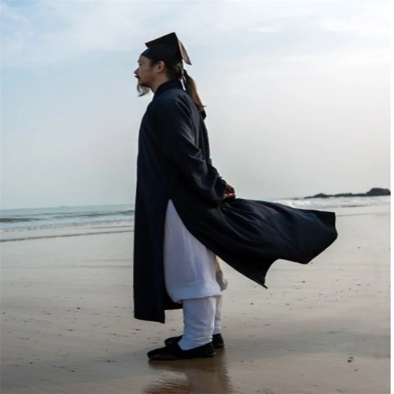 Taoist Robes Taichi Clothing Kungfu Practice Martial Arts Clothes Hanfu Men Robe Long Home Clothes Chinese Traditional Costume