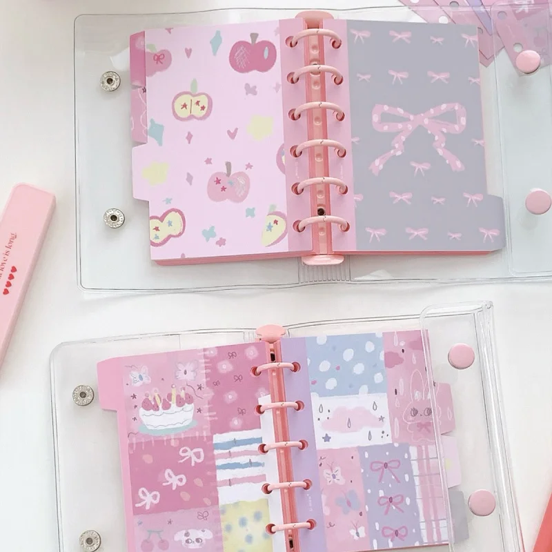 4 قطعة/المجموعة الوردي القوس M5 & A7 مقسم ، فضفاضة ورقة غطاء الكتاب الوسادة الداخلية ، دفتر جدول كتاب دفتر مؤشر الصفحة #1