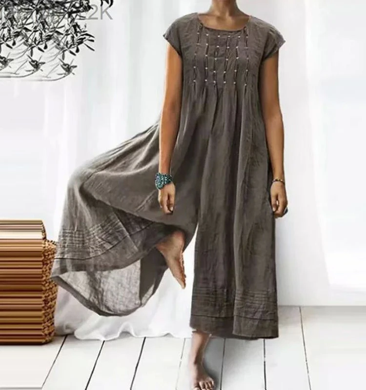 

Women's Street Sle High Waist Wide Leg Jumpsuit ort Sve Casual Pants High Waist Long Pants Other Material 00%