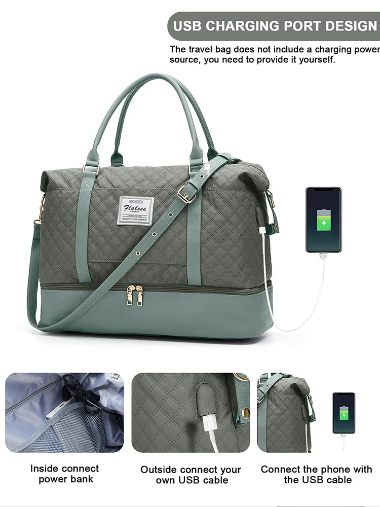 Folding Travel Duffel Bag for Airlines Carry on Luggage Bag for Women, Large Capacity Sports Weekends Overnigh Travel Storage 