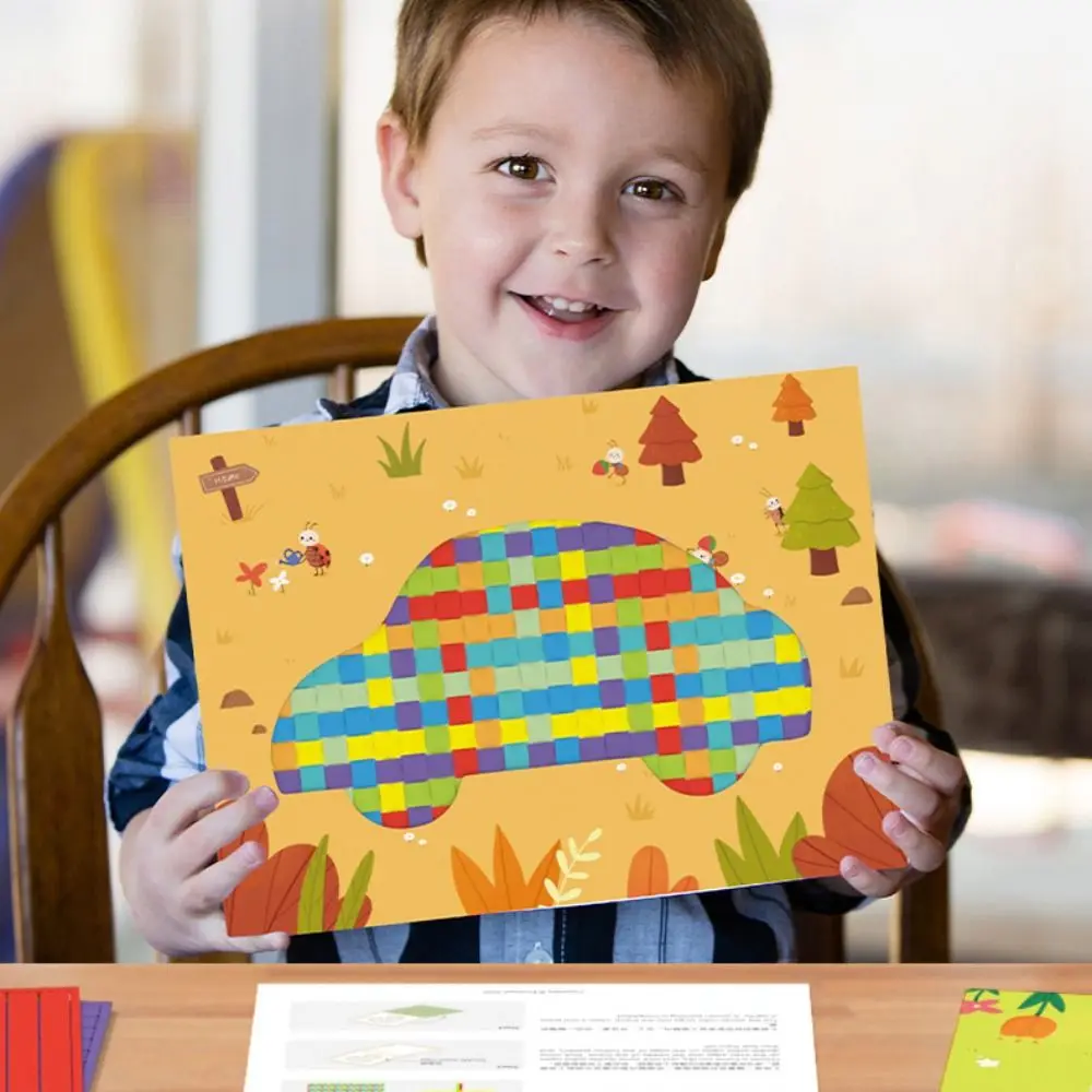 Art Craft Handmade Weaving Toys Sensory Paper Animal Weaving Material Set DIY Manual Woven Painting Toys Kids Boys Girls