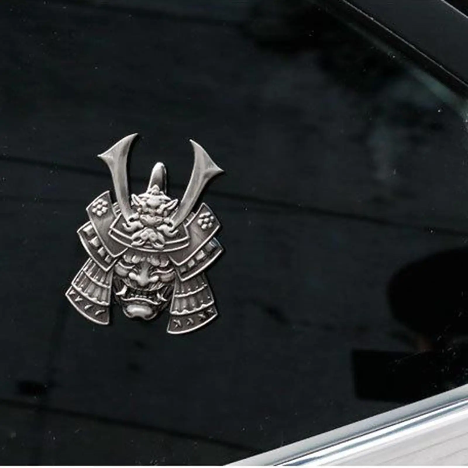 3-5pack 3D Samurai Mask SUV Car Sticker Trunk Tumblers Badge Decal Silver