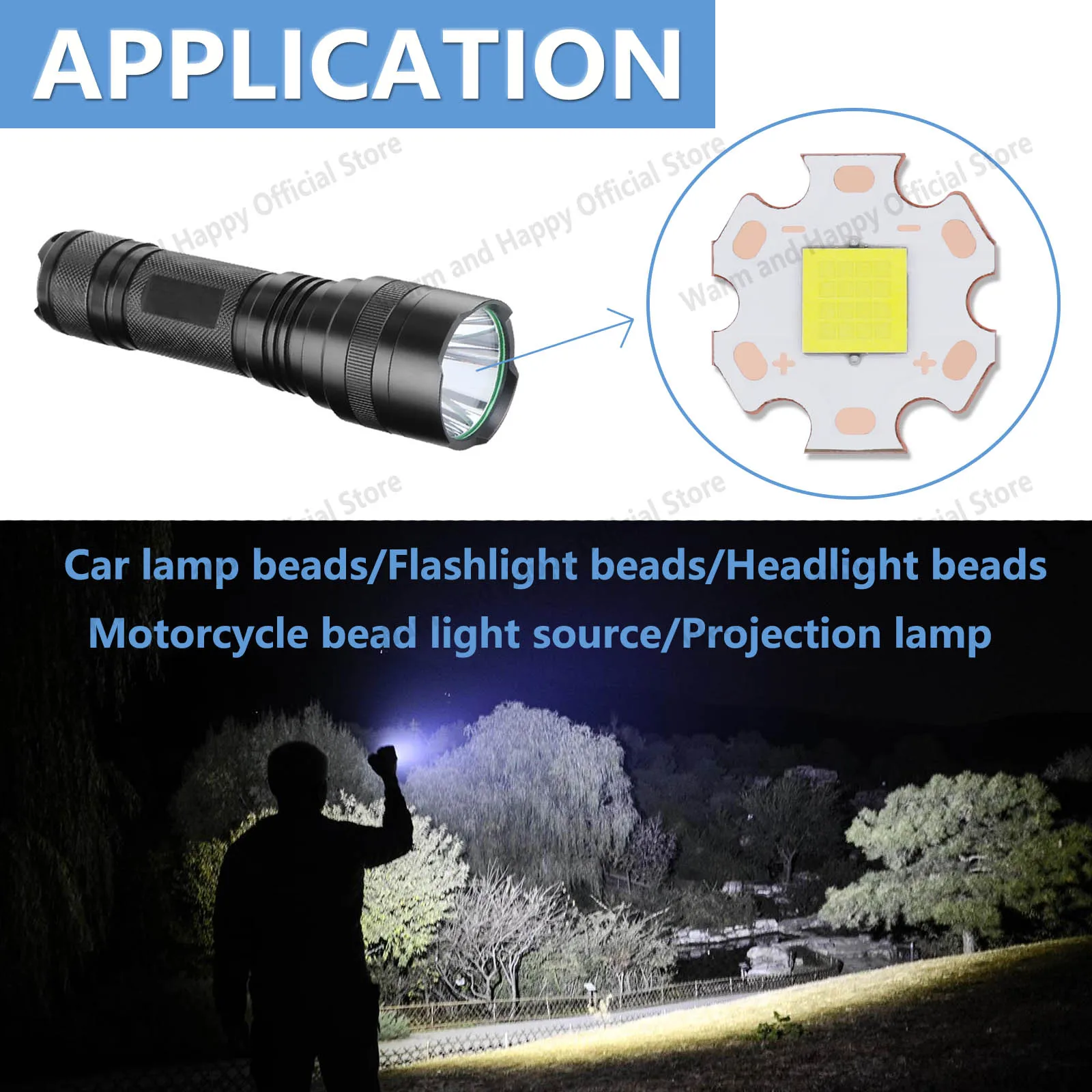 LED Bead 16 Core 10W 20W 30W DC3-4V Diode LED Copper Plate Bead 20mm DIY Flashlight Car Light Projection Light White Light