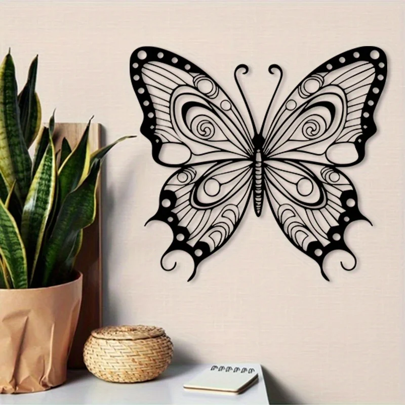 Metal Wall Art Retro Butterfly Iron Weatherproof Rustic Hanging Oversized Sculpture for Garden Patio Nature Collector Gift