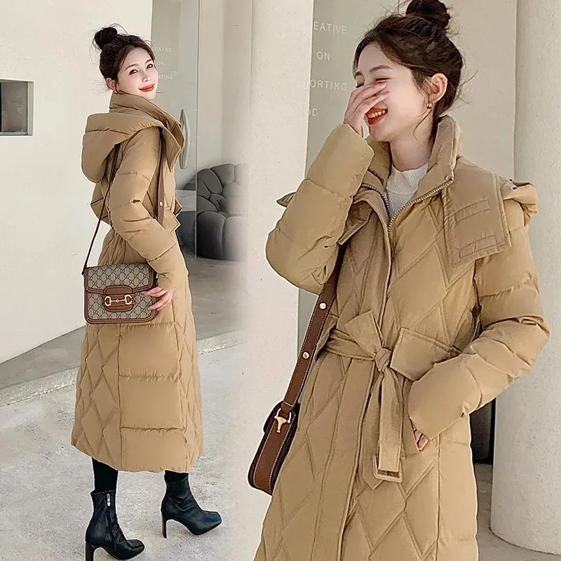 Parkas Winter Jacket Womens Clothing 2024 New Loose Hooded Down Cotton Coat Female Casual Versatile Thick Padded Outerwear