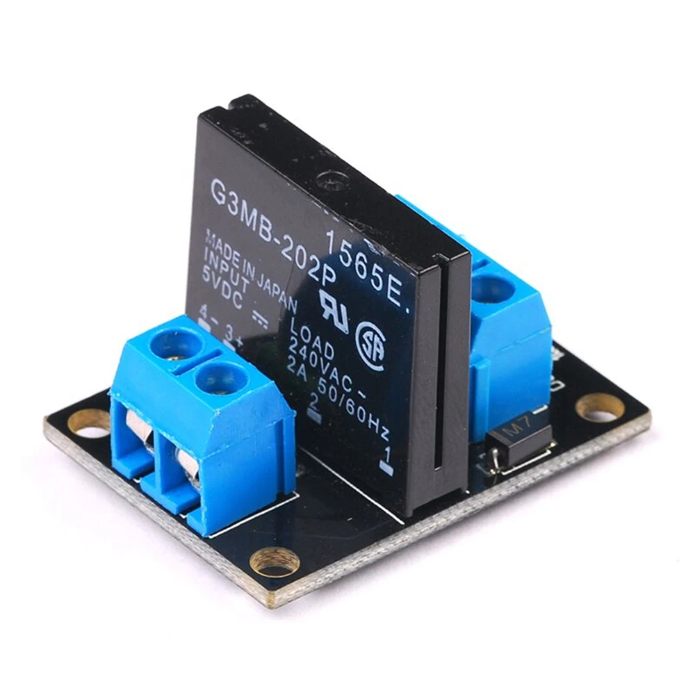 

High Level/Low Level 5V 1 Channel SSR G3MB-202P Solid State Relay Module 240V 2A Output with Resistive Fuse for Arduino