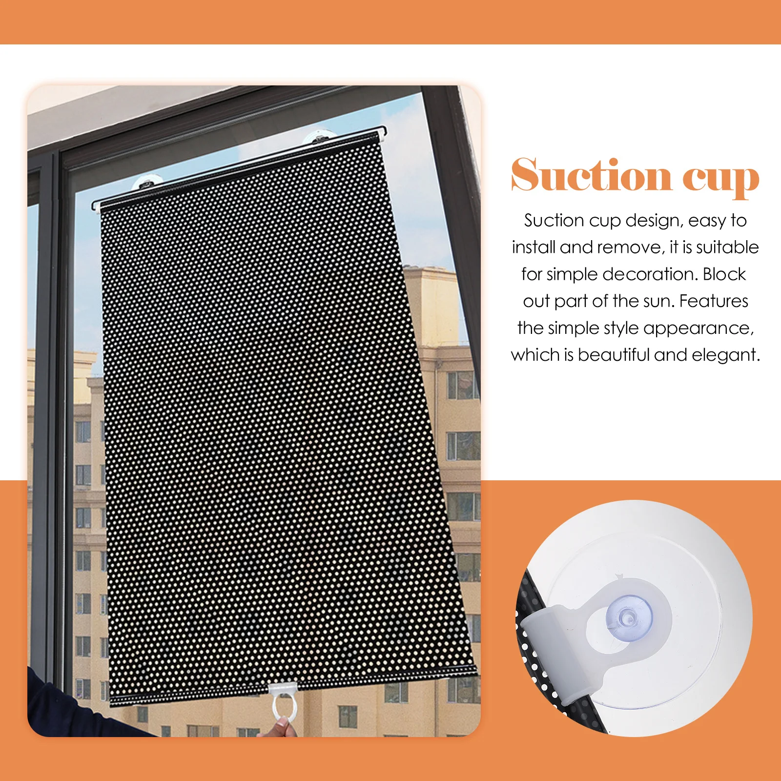 

1Set Light Blocking Blind with Suction Cups Easy Install Window Shade for Balcony Kitchen Uv Resistant Telescopic Curtain Nail